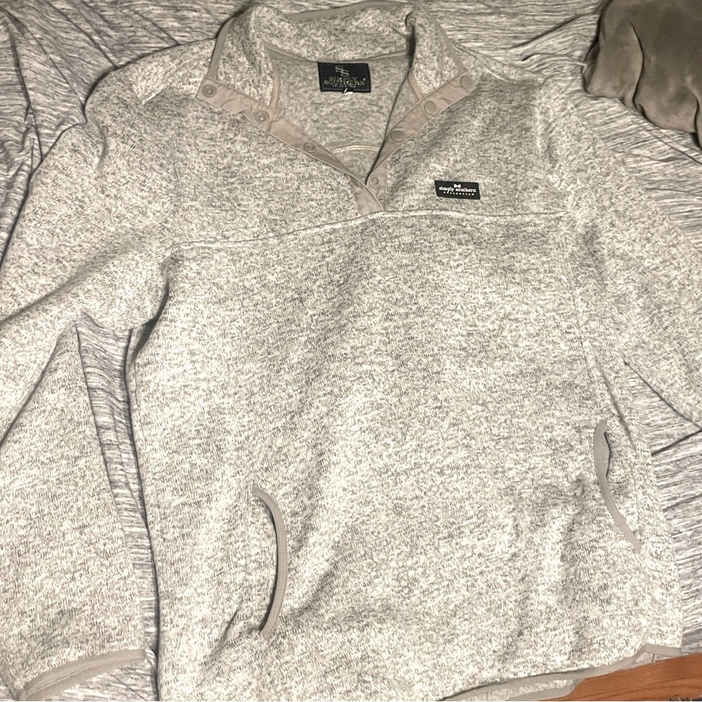 XXL Simply Southern Men's Sweater 1/4 Button Gray Pullover